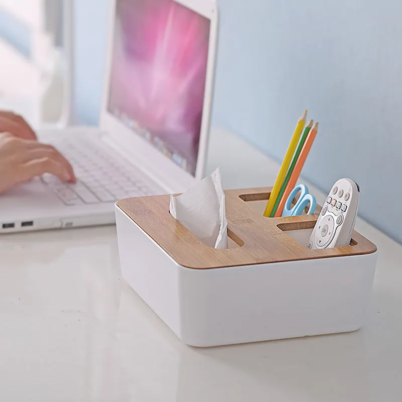 Современные контейнеры для салфеток белого цвета с держателем телефона