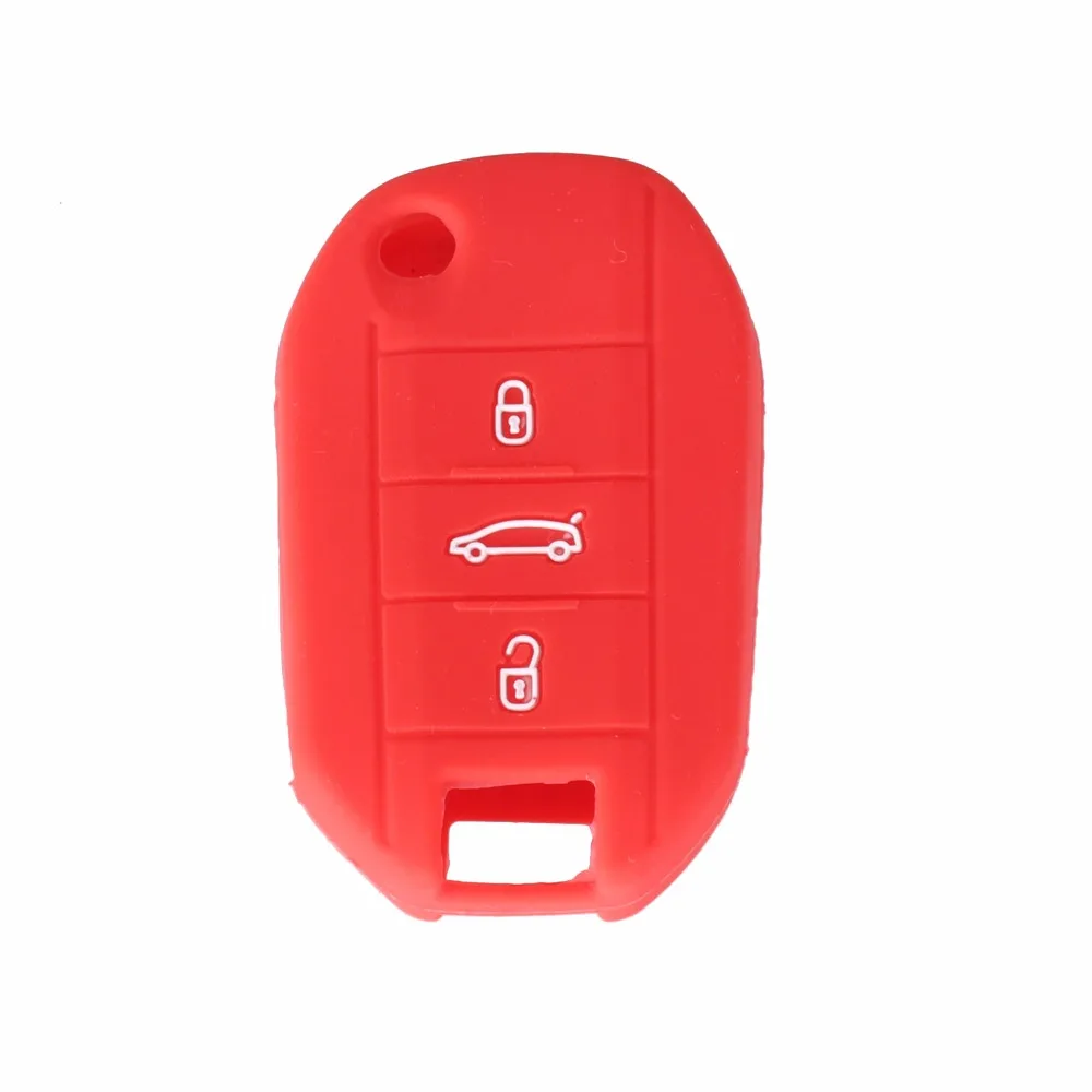 KEYYOU силиконовые дополнения для автомобиля ключ чехол peugeot 508 301 2008 3008 408 3 пуговицы