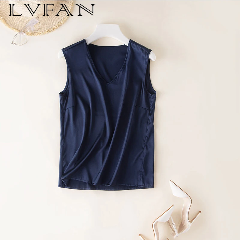 Женская шелковая майка с v образным вырезом повседневный жилет из тяжелого шелка