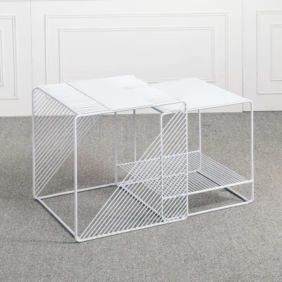 white 1 set Минималистичный столик из кованого железа, простой современный журнальный столик, скандинавский диван, угловой столик, креативный маленький столик - Цвет: white 1 set