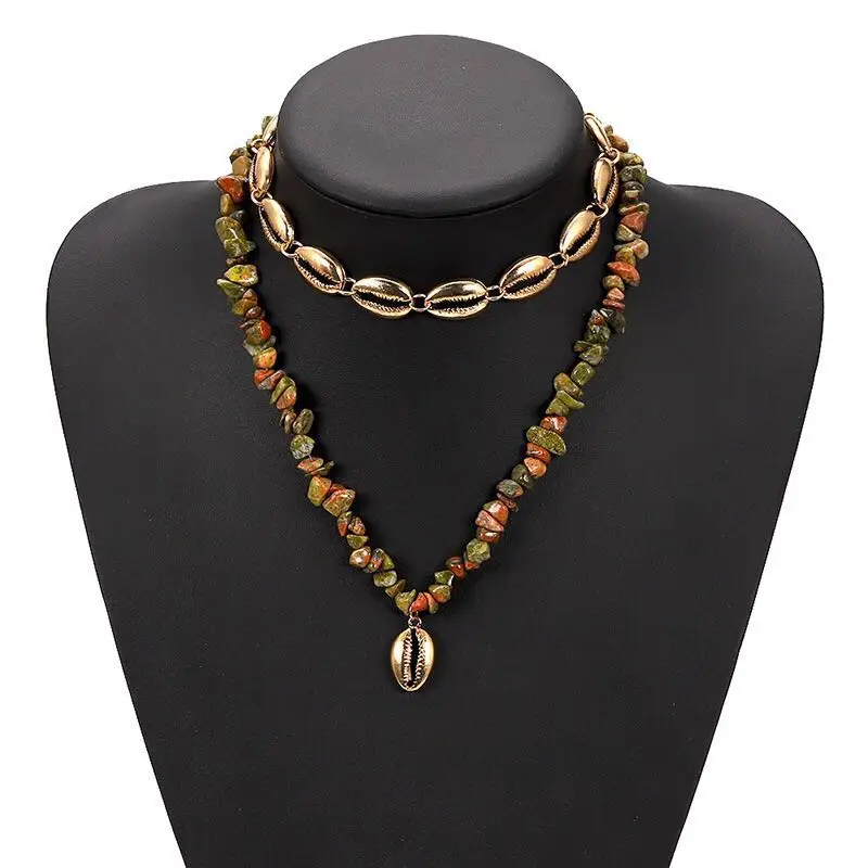 Bohemian Exotic handmade beaded necklace color Fashion stone multi-layer neck chain shell pendant factory wholesale Jewelry | Украшения и