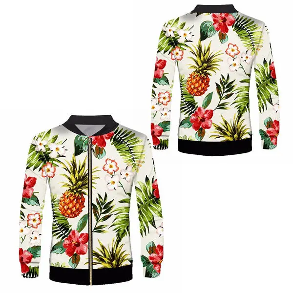 Pineapple jacket Новинка, бейсбольные куртки на молнии с 3d принтом в виде золотой цепочки, мужская и женская уличная куртка в стиле хип-хоп, университетская куртка, пальто на заказ, S-6XL - Цвет: Pineapple jacket