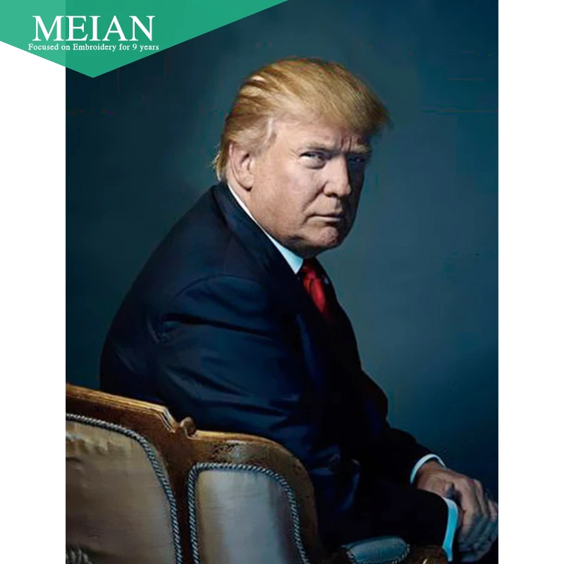 Meian, Дональд Трамп, США, Америка Президент Трамп, полный, Алмазный Embroidery5D, Алмазный живопись, вышивка крестом, 3D, Алмазная мозаика