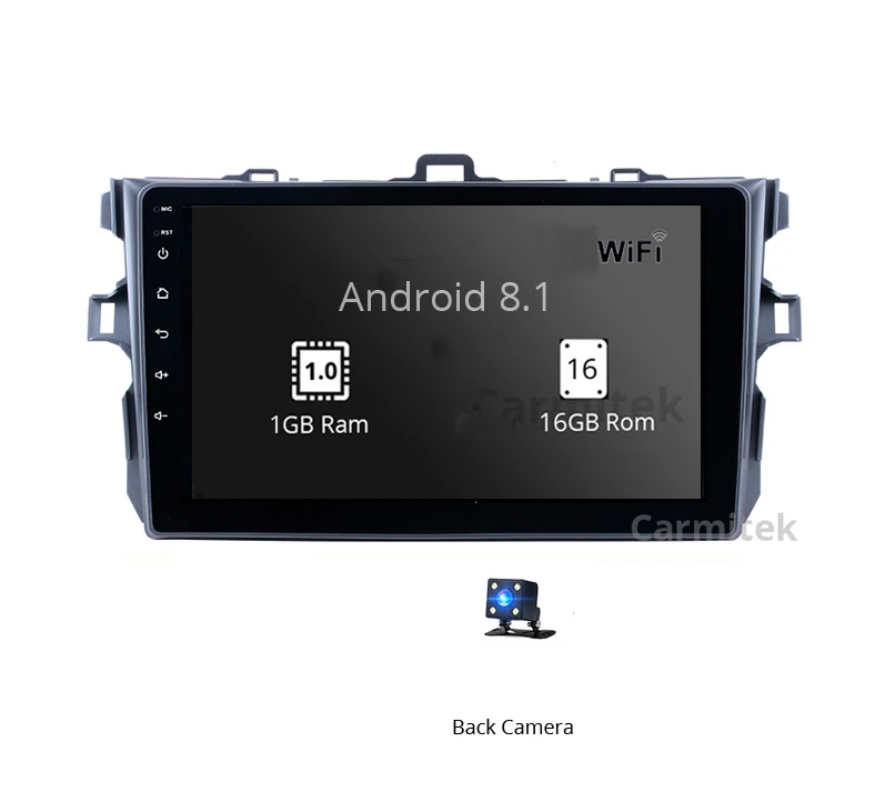 1g16g camera Автомобильный центральный мультимедийный gps навигационная система головное устройство Радио Android сенсорный экран 2 din dvd-плеер для Toyota Corolla 2007-2013 - Цвет: 1g16g camera
