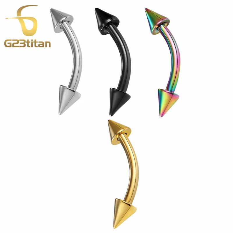 карандаш для бровей 100% G23 Titanium Пирсинг Изогнутой Штангой С Конусом SGS
