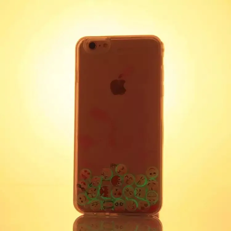 Funny Emoji Noctilucence Liquid Quicksand Shockproof Gold Sequins TPU Phone Case For iPhone 6 6s Plus X 7 8 |
