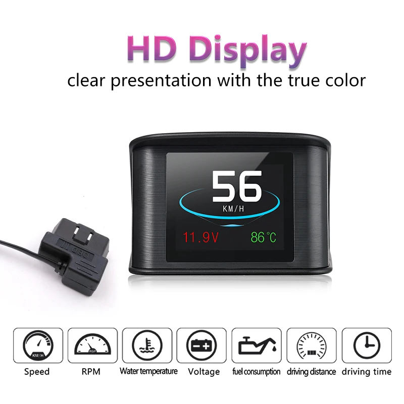 P10 автомобильный HUD Дисплей OBD2 цифровой автомобильный измеритель скорости проектор Авто OBD 2 Дисплей Сигнализация