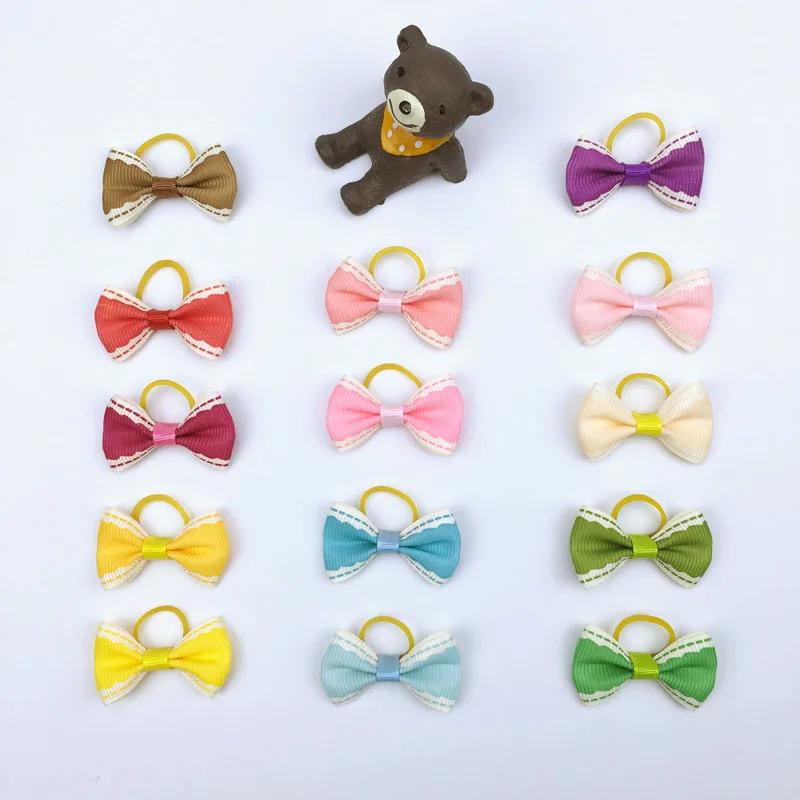 (50 шт./лот) банты для домашних животных с резиновой лентой милые ленты ручной