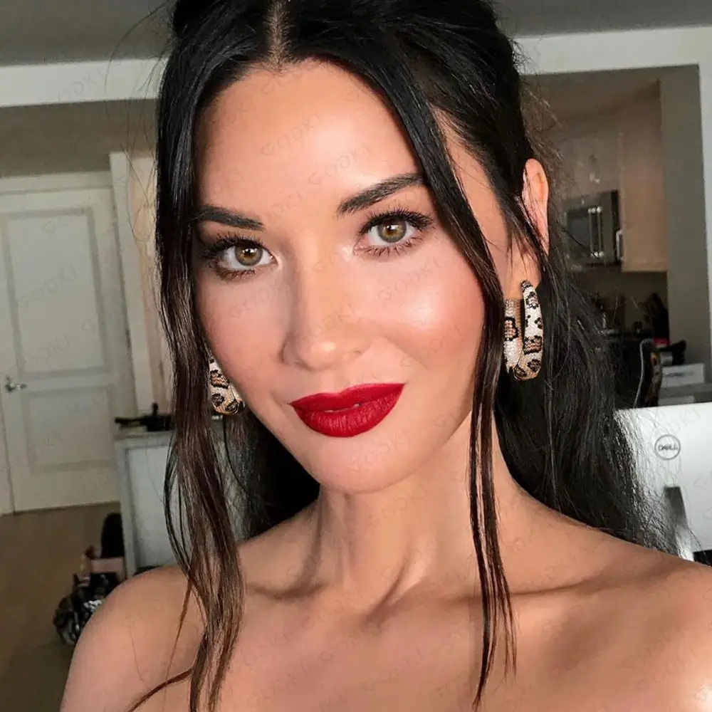 Женские леопардовые серьги GODKI массивные круглые кольца с кубическим цирконом