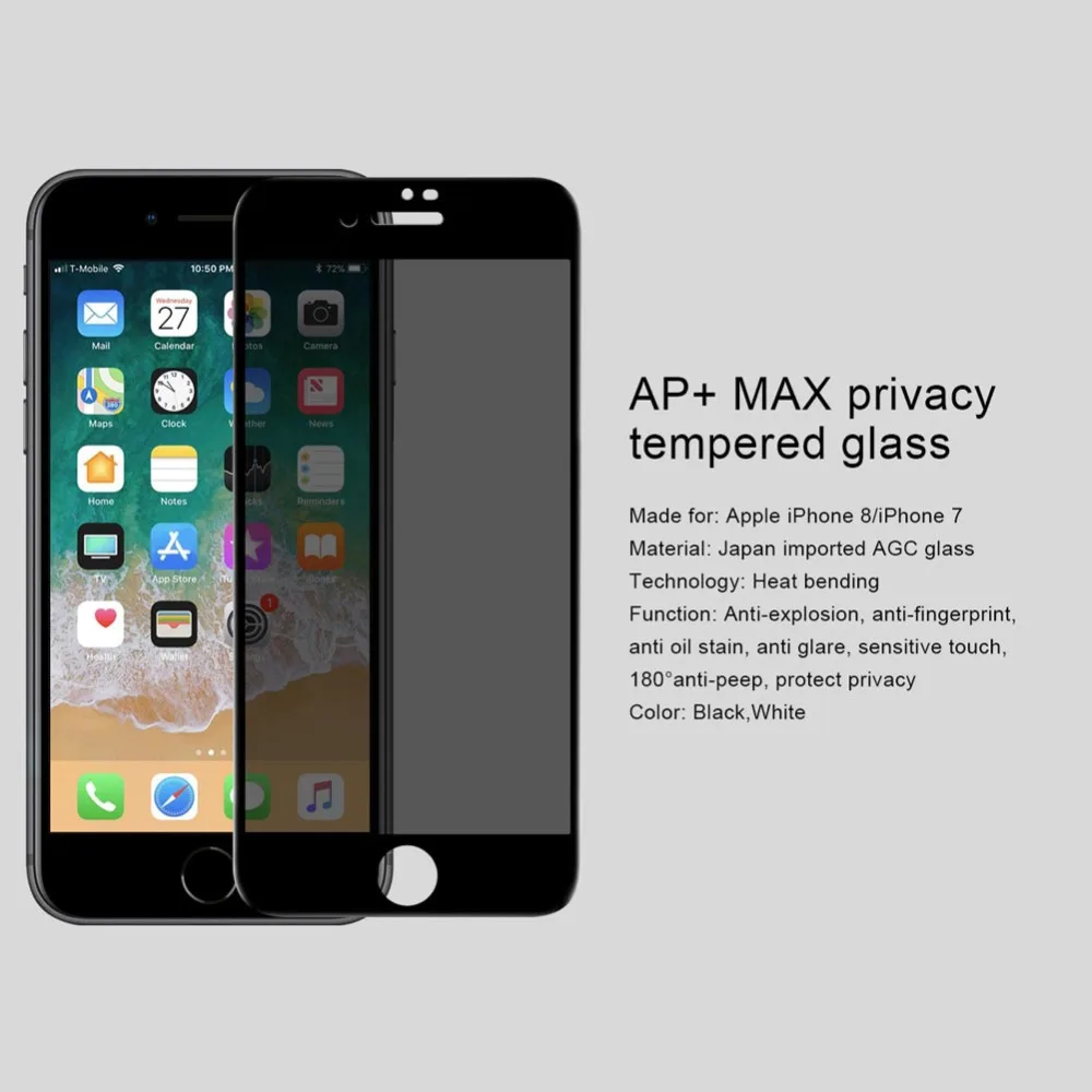 NILLKIN 3D AP+ MAX закаленное стекло для iPhone 7 8 7 Plus 8 Plus полное покрытие Антибликовая Защитная пленка защита экрана