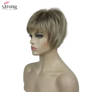 StrongBeauty синтетический парик, женские бордовыесветлые натуральные парики, короткие прямые парики