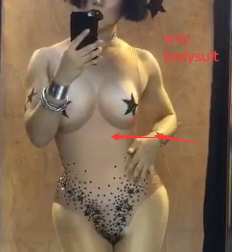 bodysuit Ночной клуб певица сексуальный боди вечерние сценические костюмы яркие кристаллы тощий эластичный комбинезон DJ DS костюмы для сцены - Цвет: bodysuit