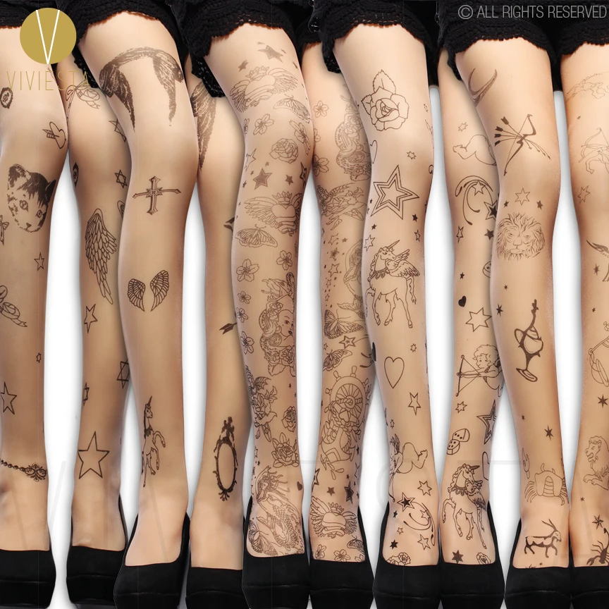Греческий миф рисунком татуировки колготки 20D Женская мода Единорог поддельные