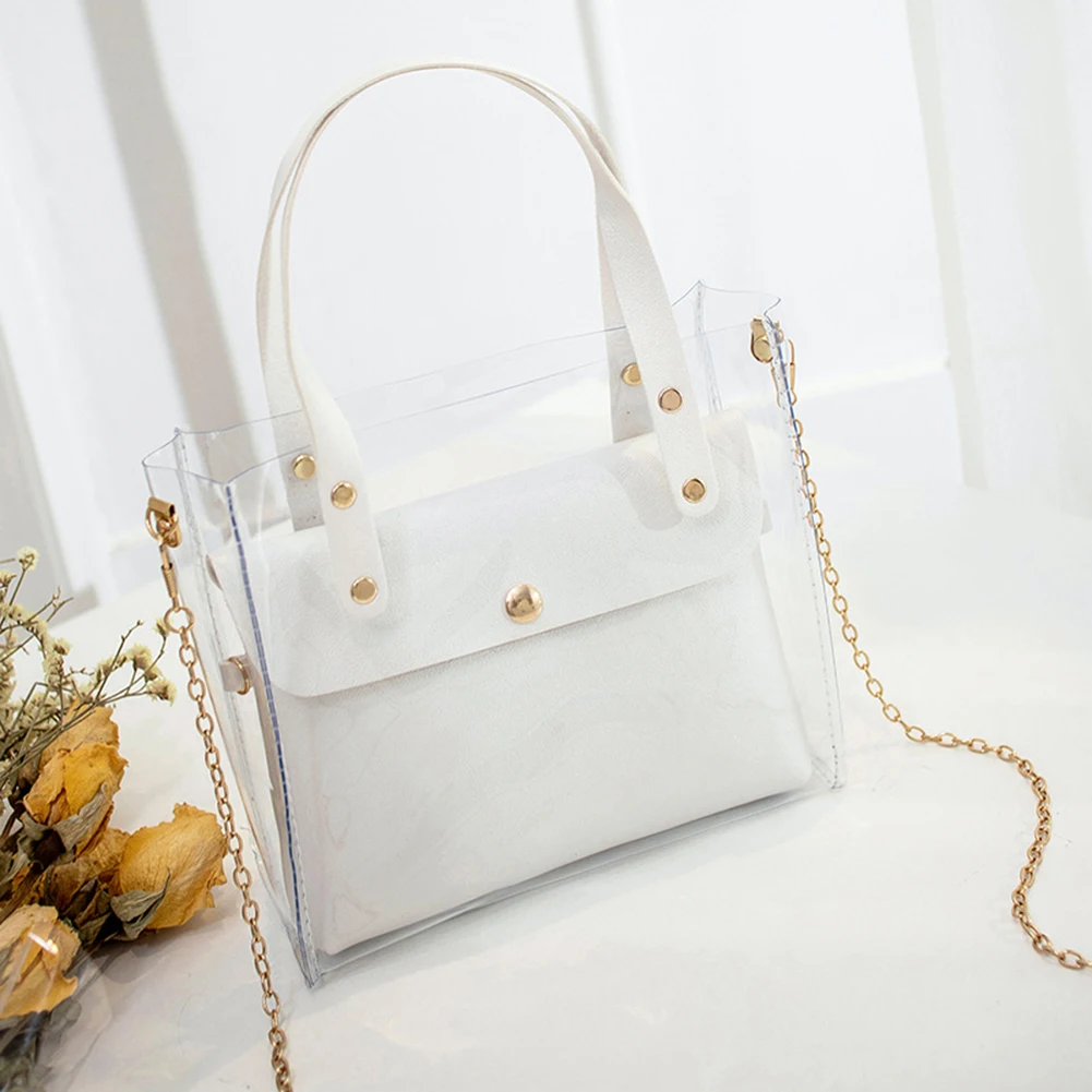 

Summer 2019 Small Handbag Transparent Women Hand Bags Chain PVC bag Lady Travel Beach Bag Shoulder Cross Body Bag Holiday