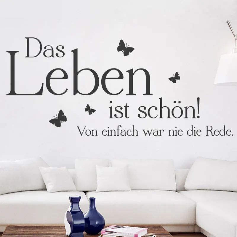 

German Stickers Quote Das leben Ist Schoen Vinyl Wall Decals Wall Art Wall Decor Living Room Home Decor Poster House Decoration