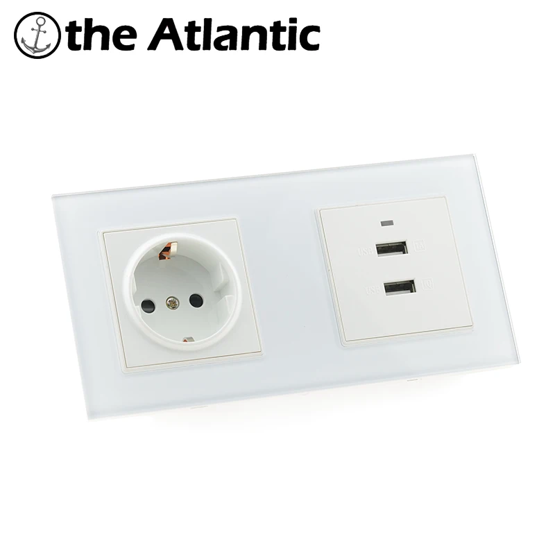 Электрическая розетка + USB TV RJ45 HDMI двойная поп настенная из закаленного стекла