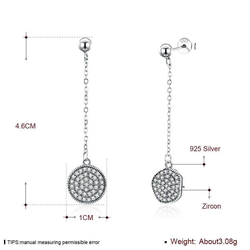 Серьги SVE090 925 Изящные ювелирные серьги верхний AAA циркония для женщины подарок на
