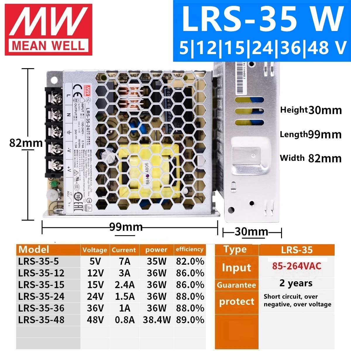 MEAN WELL LRS-35-12 5 в 12 В 15 в 36 в 48 в meanwell LRS-35 5 12 15 24 36 48 в 35 Вт одиночный выход импульсный источник питания