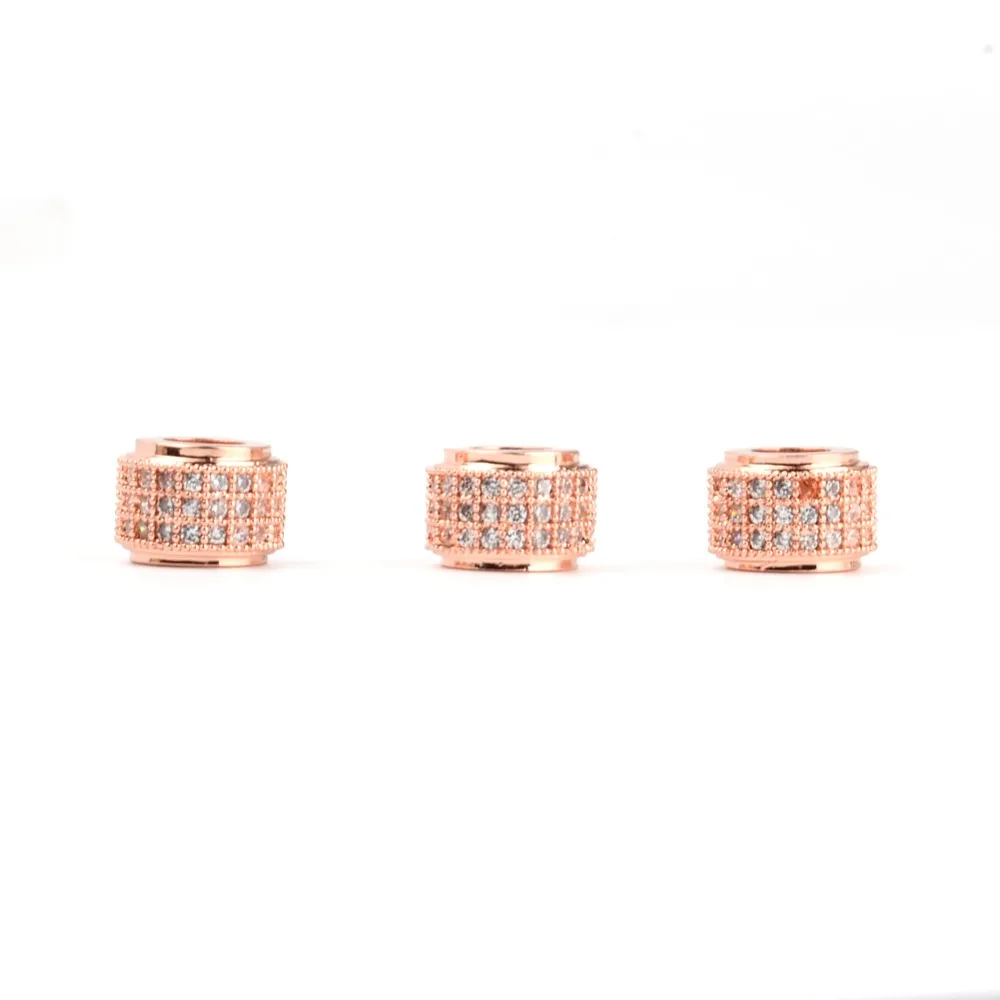 High Quality Micro Pave CZ Large Hole 6*9mm Tube Beads White Crystal Cubic Zirconia for Men Making Bracelet Jewelry | Украшения и