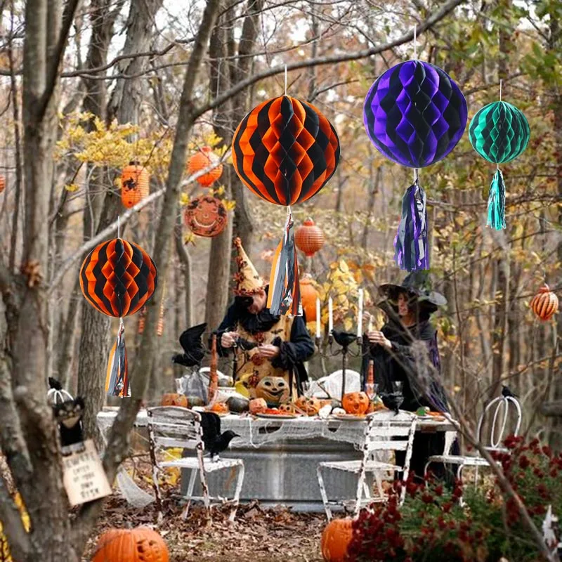 Счастливый баннер Хэллоуина Тыква Призрак Огни в форме черепа бумажный фонарь