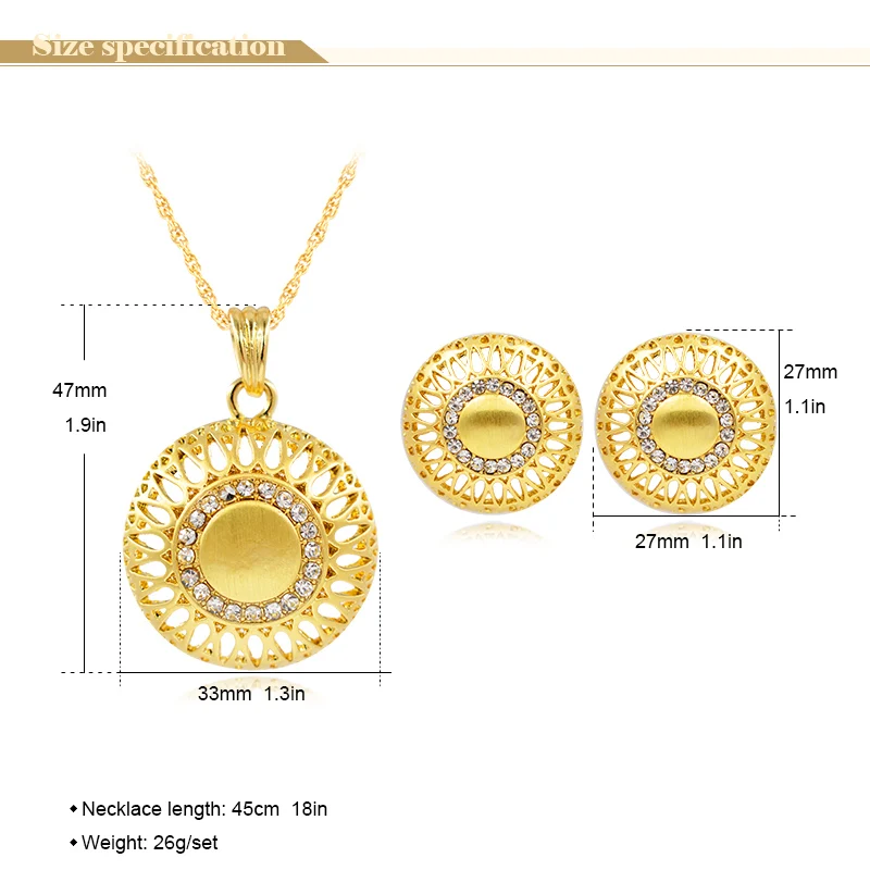 Sunny Jewelry Макси Дубай ювелирные наборы для женщин колье серьги кулон сплав Циркон круглый цветок Роскошные Дубай ювелирные изделия подарок