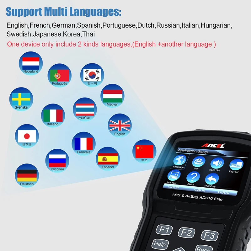 Считыватель кодов ANCEL AD610 Elite OBD2 инструмент для диагностики автомобиля ABS SAS SRS