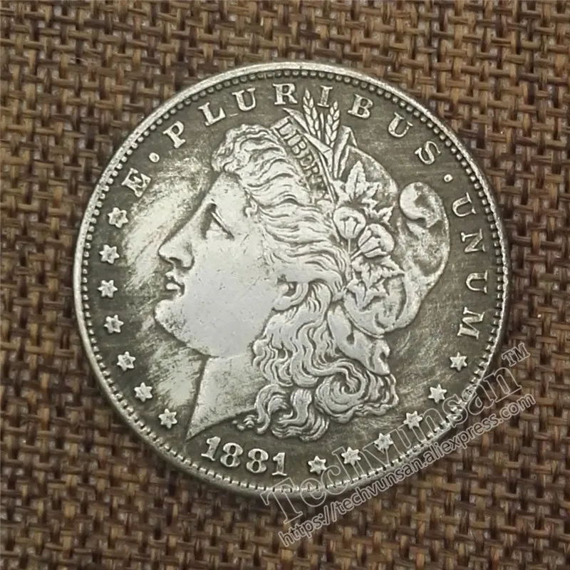 

50piece/lot 1881 of the United States makes old copper and silver coins foreign silver coins antique coins the diameter is 38mm