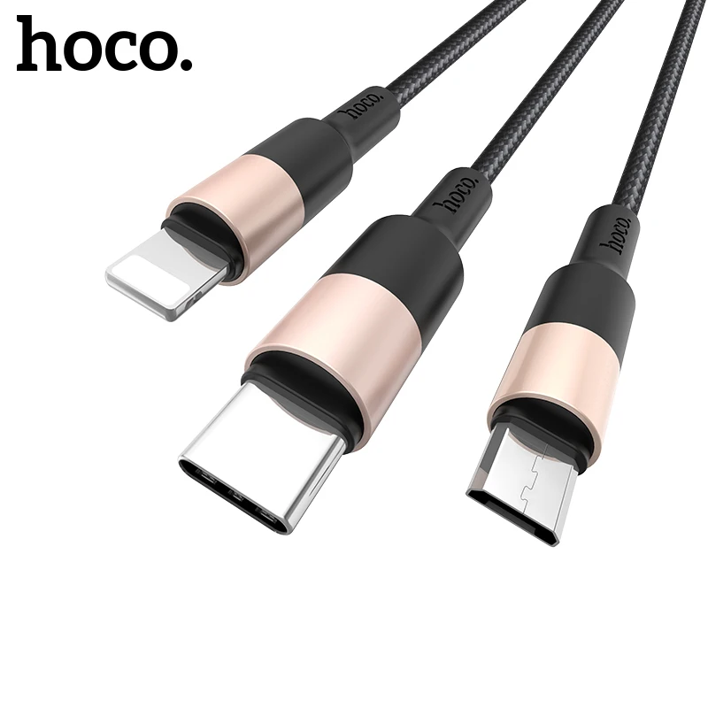 HOCO 3в1 USB зарядное устройство кабель для iPhone 11 Pro X XS Max XR 7 8 Android Micro USB кабель type C для samsung S9 Xiaomi Быстрая зарядка