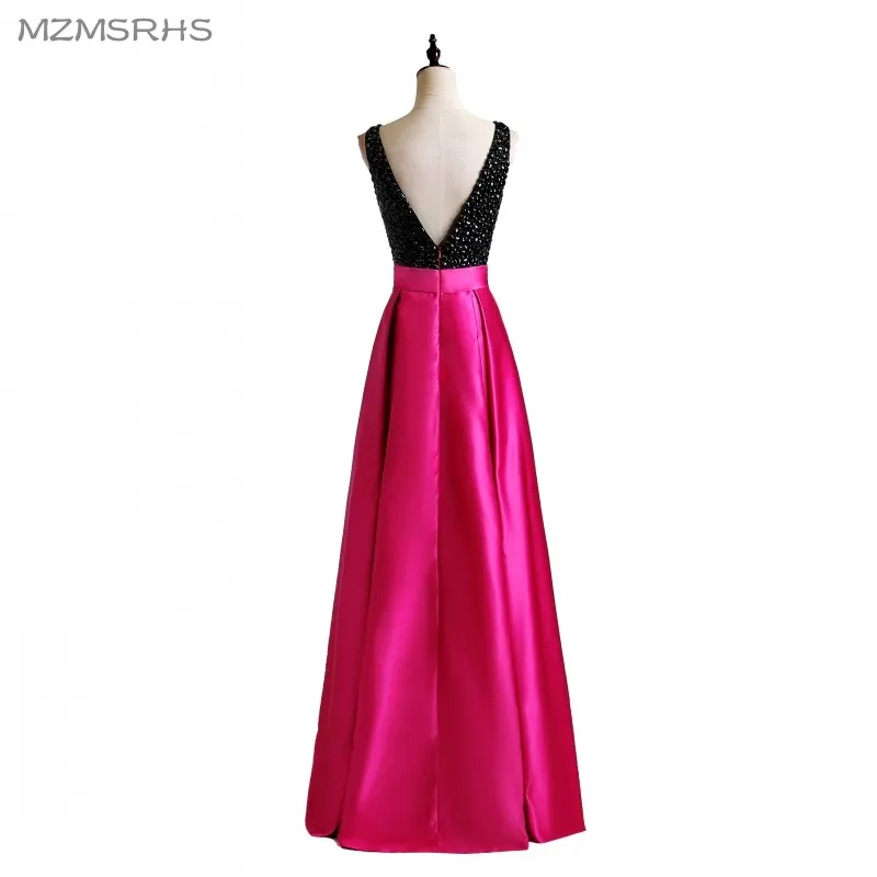 Двухцветное бальное платье 2017 официальные вечерние платья черное с вырезом