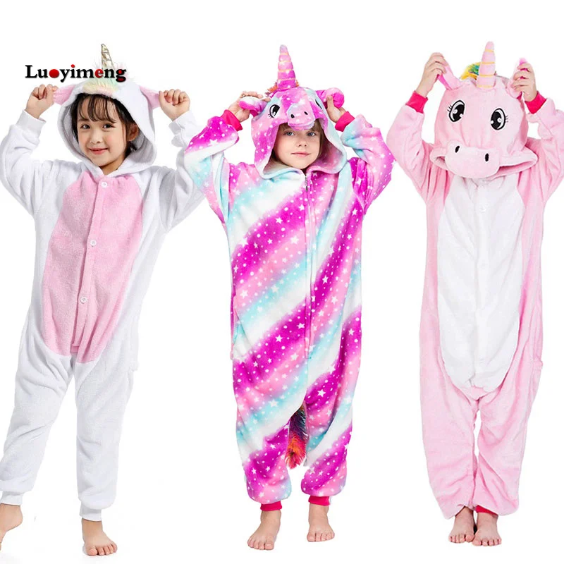 Женская Фланелевая пижама с капюшоном длинным рукавом и единорогом для косплея