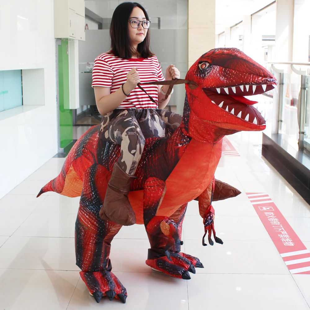 Стиль гигантский T-REX Динозавр Надувные костюмы Хэллоуин костюм косплей костюм для взрослых