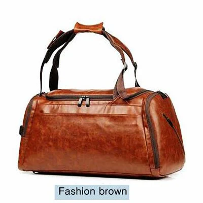 Fashion brown Сумки для спортзала кожаный спортивный рюкзак мужской черный большой PU тренировочная сумка через плечо женский коричневый рюкзак для йоги фитнеса дорожные сумки - Цвет: Fashion brown