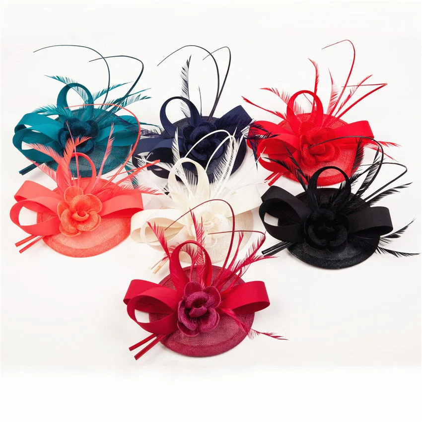 Женские Элегантные вуалетки ShanFu с перьями свадебные головные уборы красные