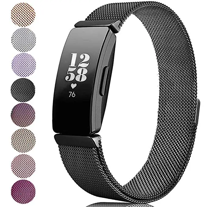 black Нержавеющая сталь магнитный браслет ремешок для Fitbit Inspire браслеты с деталями Milanese полосы для Inspire часы аксессуары - Цвет: black