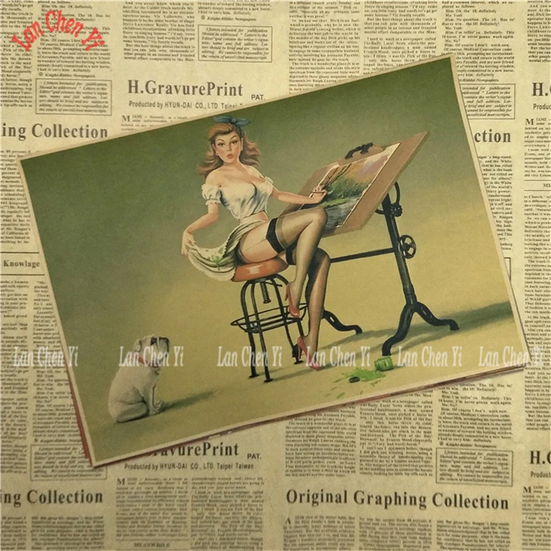 PINUP GIRLS № 3 Вторая мировая война винтажные крафт-бумажные принты четкое