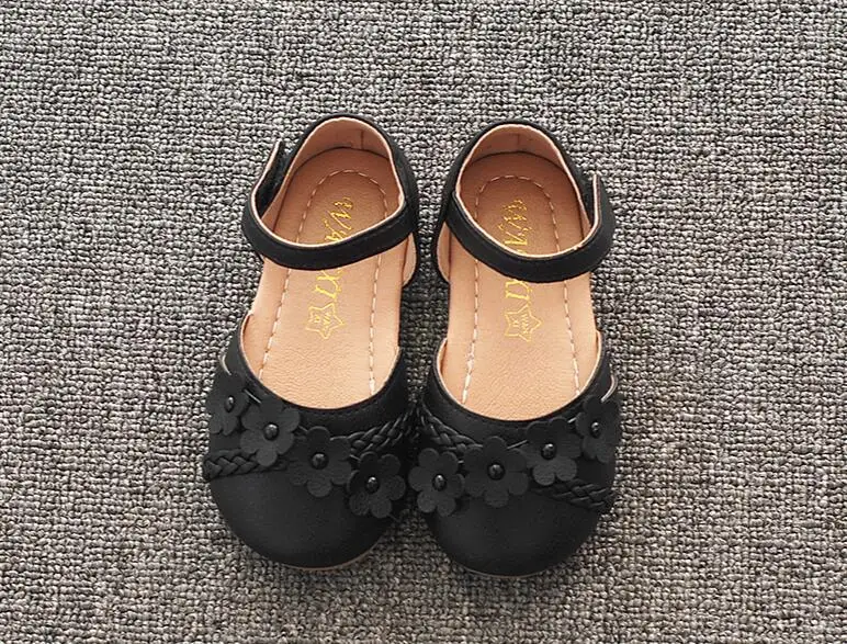 SL001Black Bekamille/детские сандалии для девочек; летняя кожаная обувь принцессы; модные тонкие туфли с цветочным рисунком; сандалии для младенцев на плоской подошве; обувь для танцев - Цвет: SL001Black