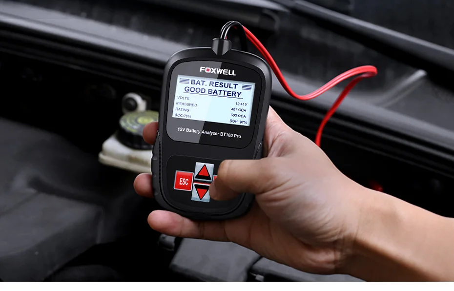 FOXWELL BT100 Pro 12 в цифровой автомобильный тестер батареи для свинцово-кислотных затопленных AGM гель 6 в 12 Вольт Автомобильный анализатор батареи 1100CCA