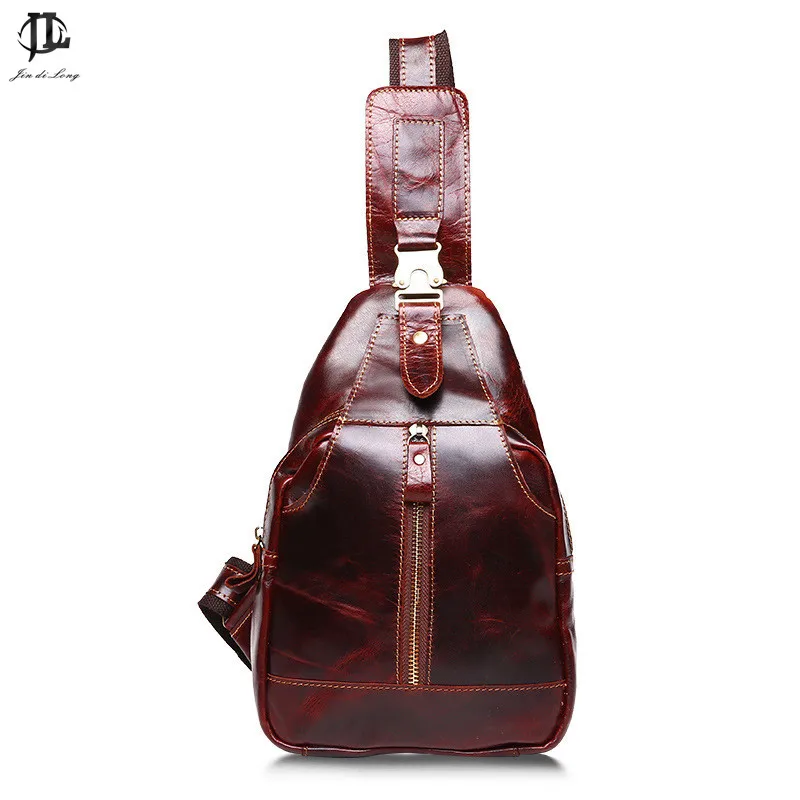 Мужская нагрудная Сумка слинг из натуральной кожи Крейзи Хорс|chest bag|brand shoulder