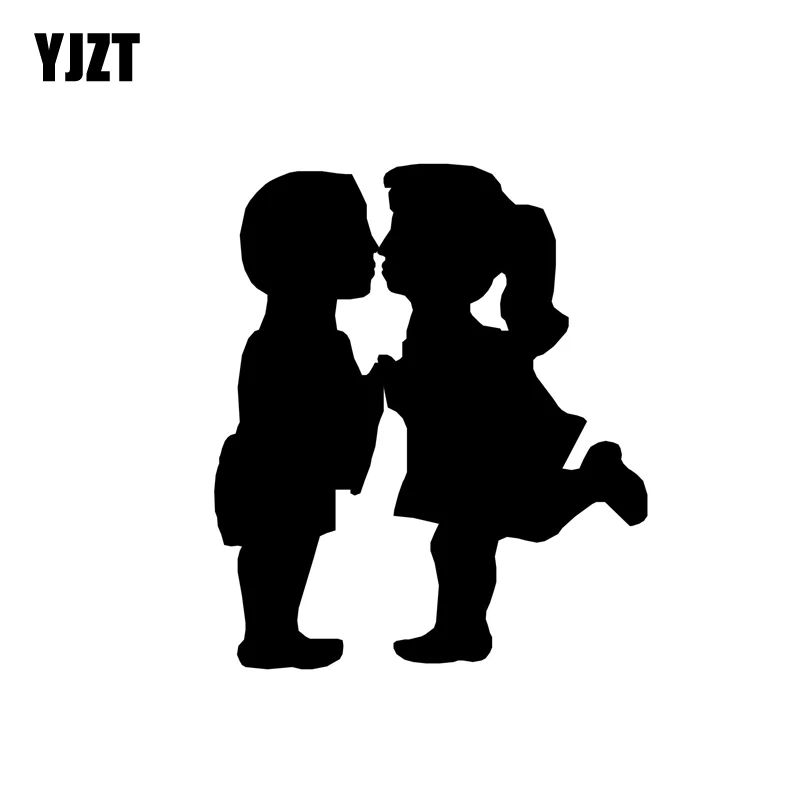 

YJZT 11.4CM*13.2CM Puppy Love Kiss Funny Car Sticker Vinyl Decal Black/Silver C3-0289