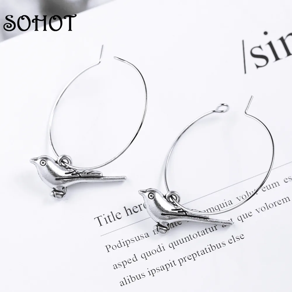 SOHOT винтажные серебряные тибетские женские серьги-кольца милые маленькие серьги