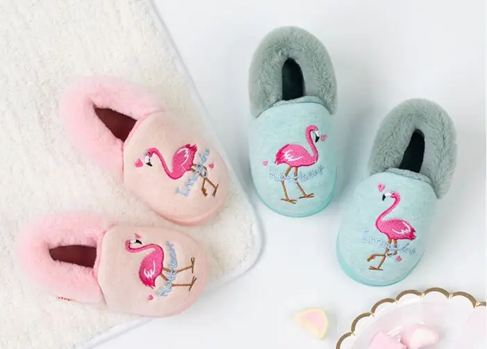 

Kids Winter Slippers Boys Cartoon Rabbit Cotton Home Slippers Children's Plush Indoor Warm Shoes Bowtie Girls Princess Slippers