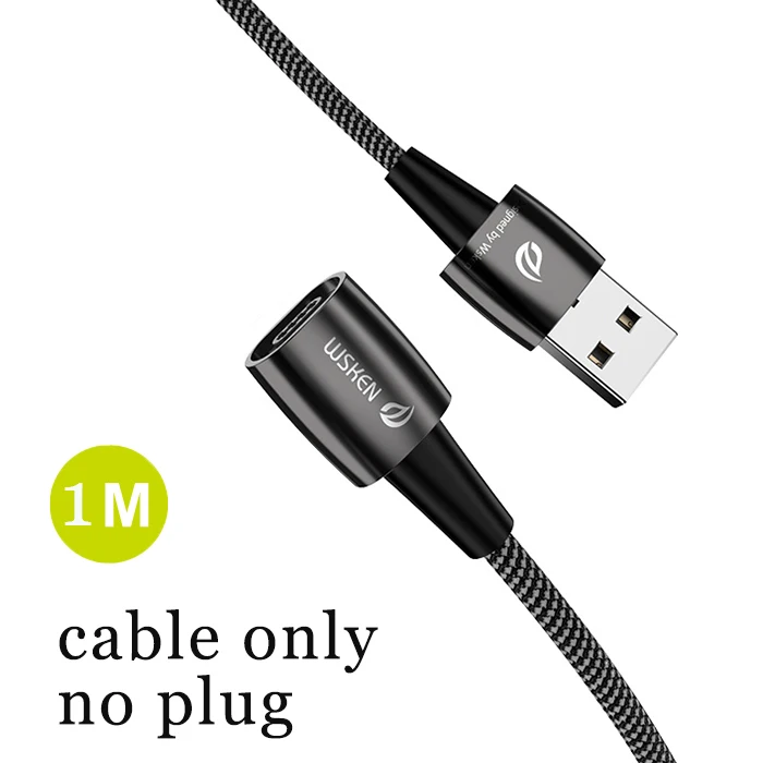 cable no plug 1m WSKEN X1 Pro Магнитный кабель для iPhone зарядное устройство 2.4A Быстрый Магнитный зарядный провод для iPhone кабель USB телефонный шнур адаптер для iPad - Цвет: cable no plug 1m