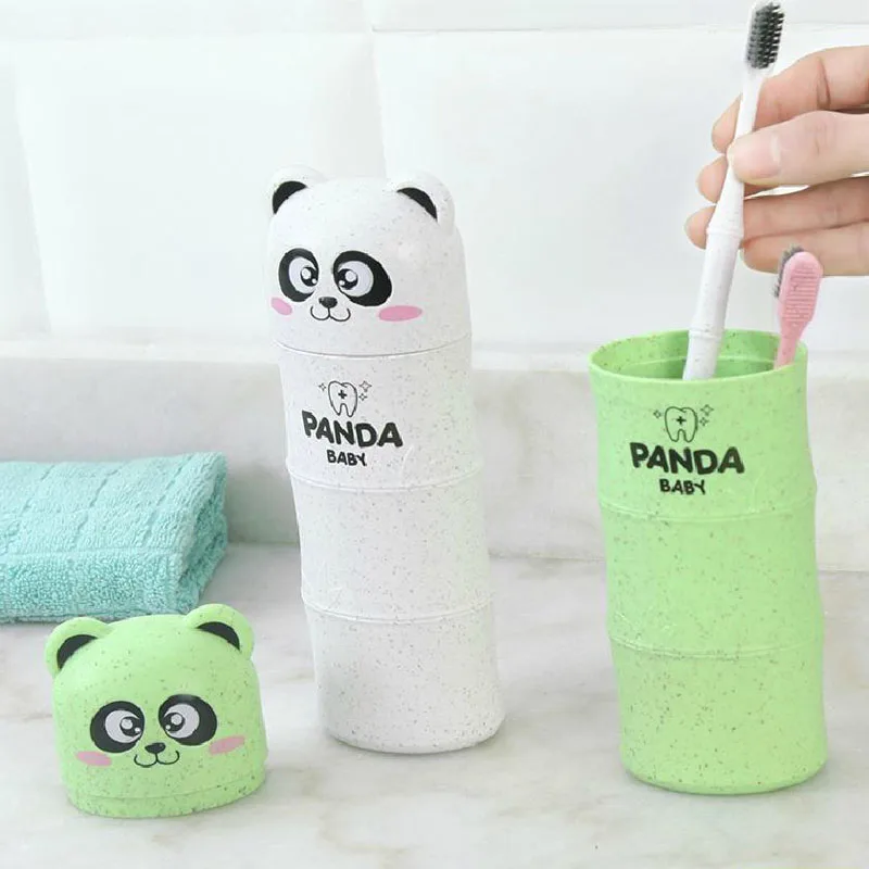 BF040 Creative cartoon travel portable toothbrush cup suitr cute panda design storage box 19.5cm*7cm | Дом и сад