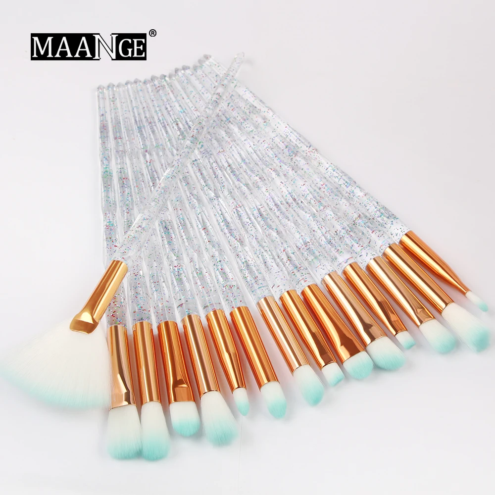 15pcs-Crystal 4-20 шт цветные кисти для макияжа набор хрустальных ручек тональная пудра консилер тени для век Красота Макияж Кисти pincel maquiagem - Handle Color: 15pcs-Crystal