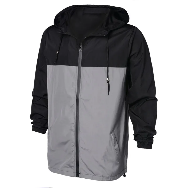 Новая повседневная куртка с капюшоном мужская длинным рукавом на молнии Veste Homme