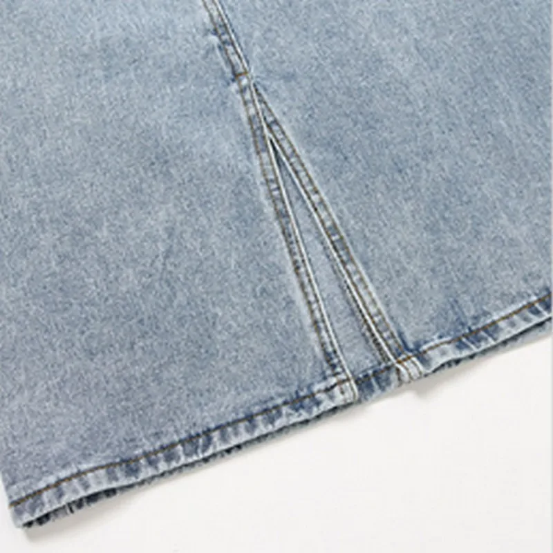 Женская джинсовая юбка с высокой талией в Корейском стиле синяя Повседневная