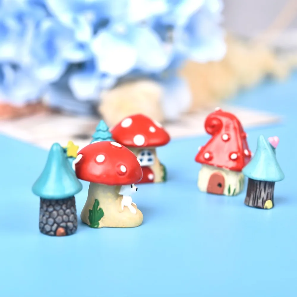 3pcs Set Vintage Blue Mini House Miniature Craft Fairy Garden Micro Landscaping Decor Home Decoration Accessories | Дом и сад