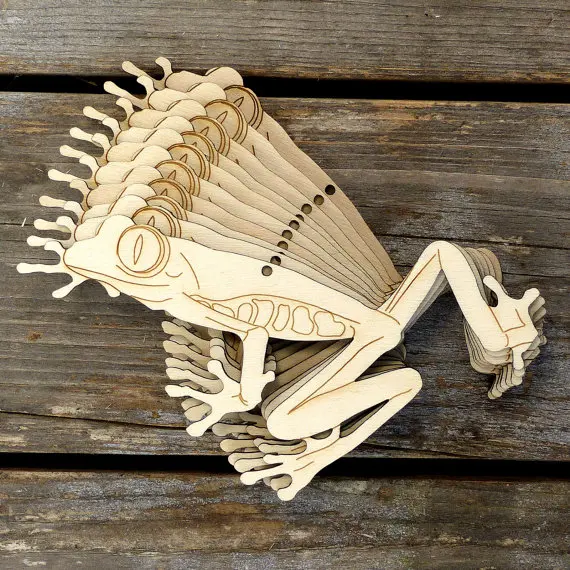 Деревянные красные глазки дерево лягушка ремесленные формы фанера тропический