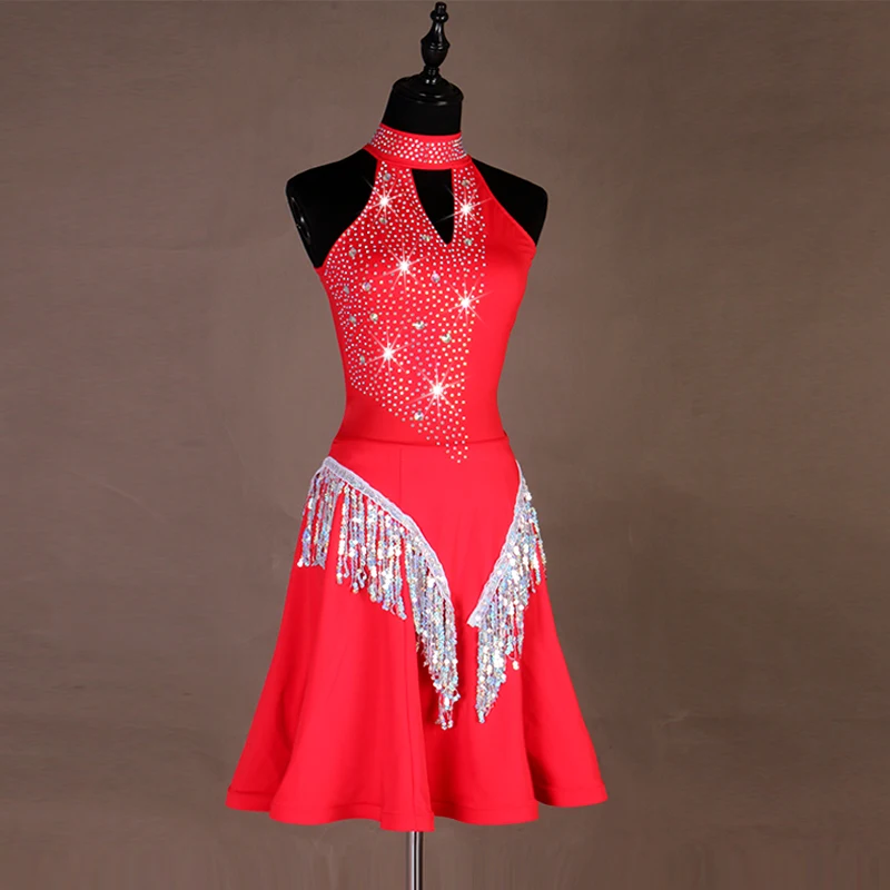 Платье стразы для латиноамериканских танцев пикантное платье соревнований по