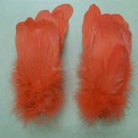 goose feathers200pcslot dark orange goose nagoire loose feathers13 18cm wholesale feathersuse for masks mailingscraft